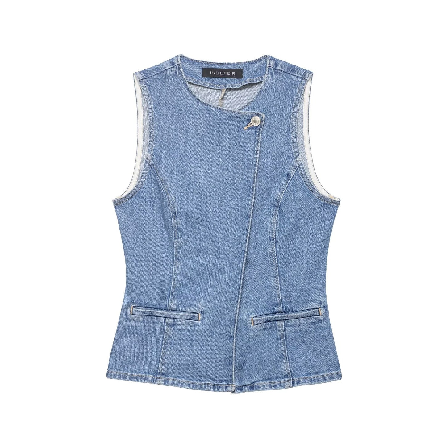 Women Double Breasted Denim Vest