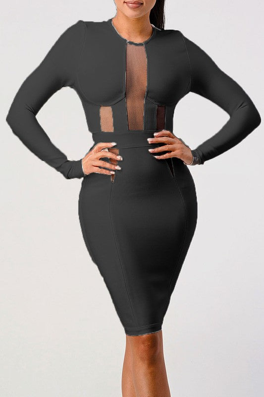 LONGSLEEVE BANDAGE DRESS