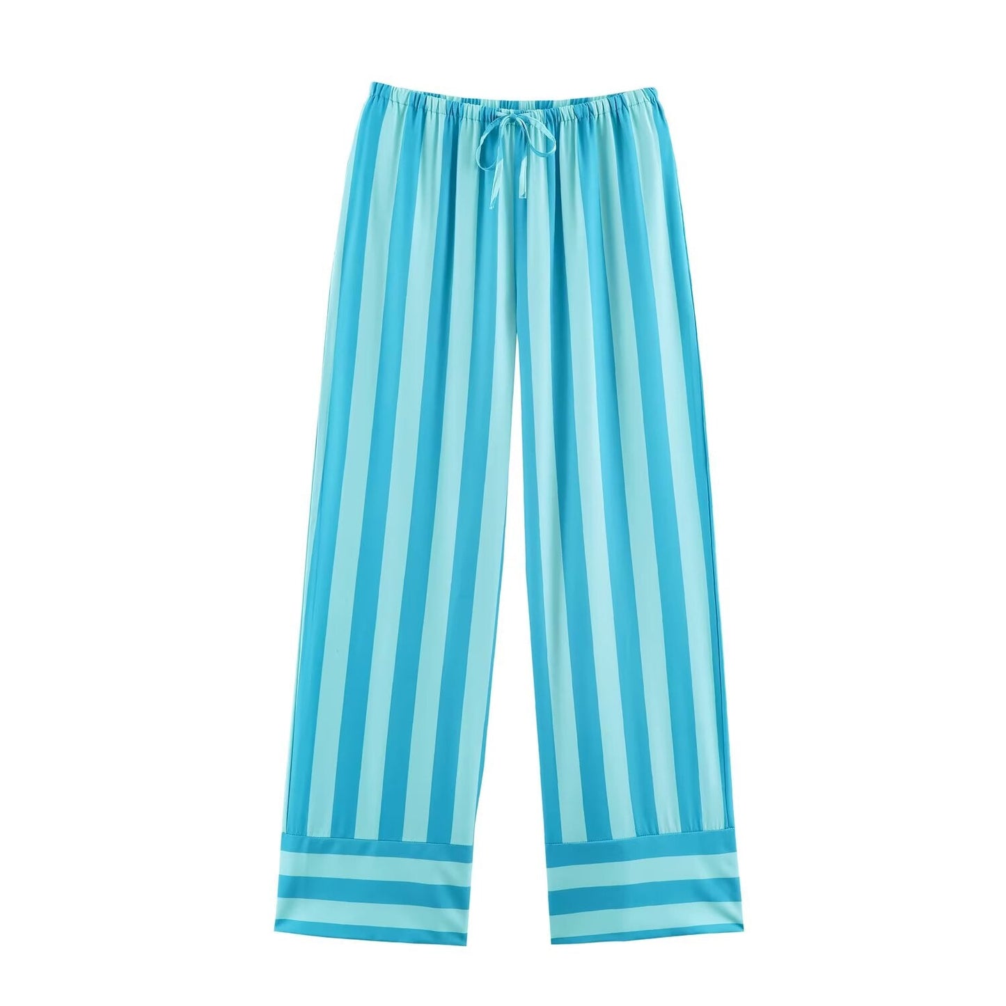 Women Vacation Halter Lace up Backless Striped Top Wide Striped Trousers Set