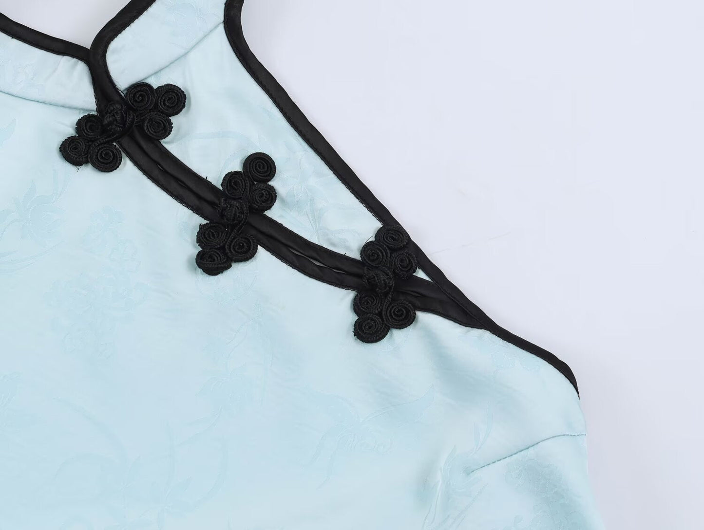 Women Clothing Cold Feeling Dark Pattern Jacquard Halter Improved Cheongsam Long Slimming Dress
