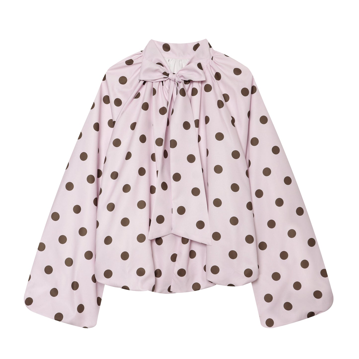 Women Clothing French Polka Dot Sleeve Top Back Bow Design Blouses