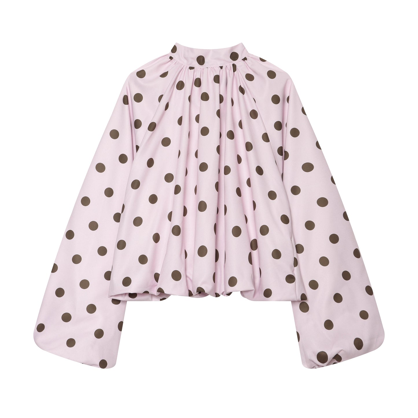 Women Clothing French Polka Dot Sleeve Top Back Bow Design Blouses