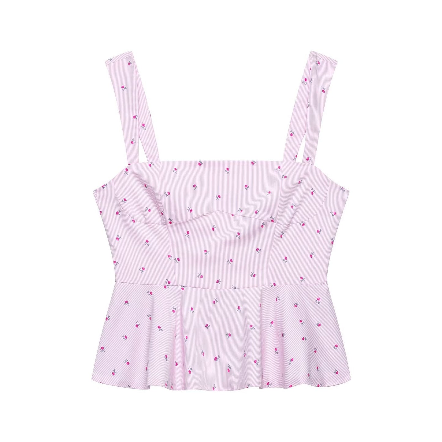 Summer Women Sexy Waist Trimming Printing Strap Top