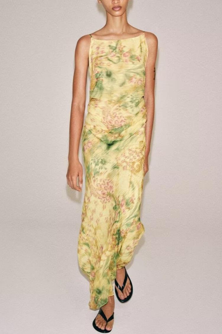 Women Clothing Summer Slim Printed Bow Dress