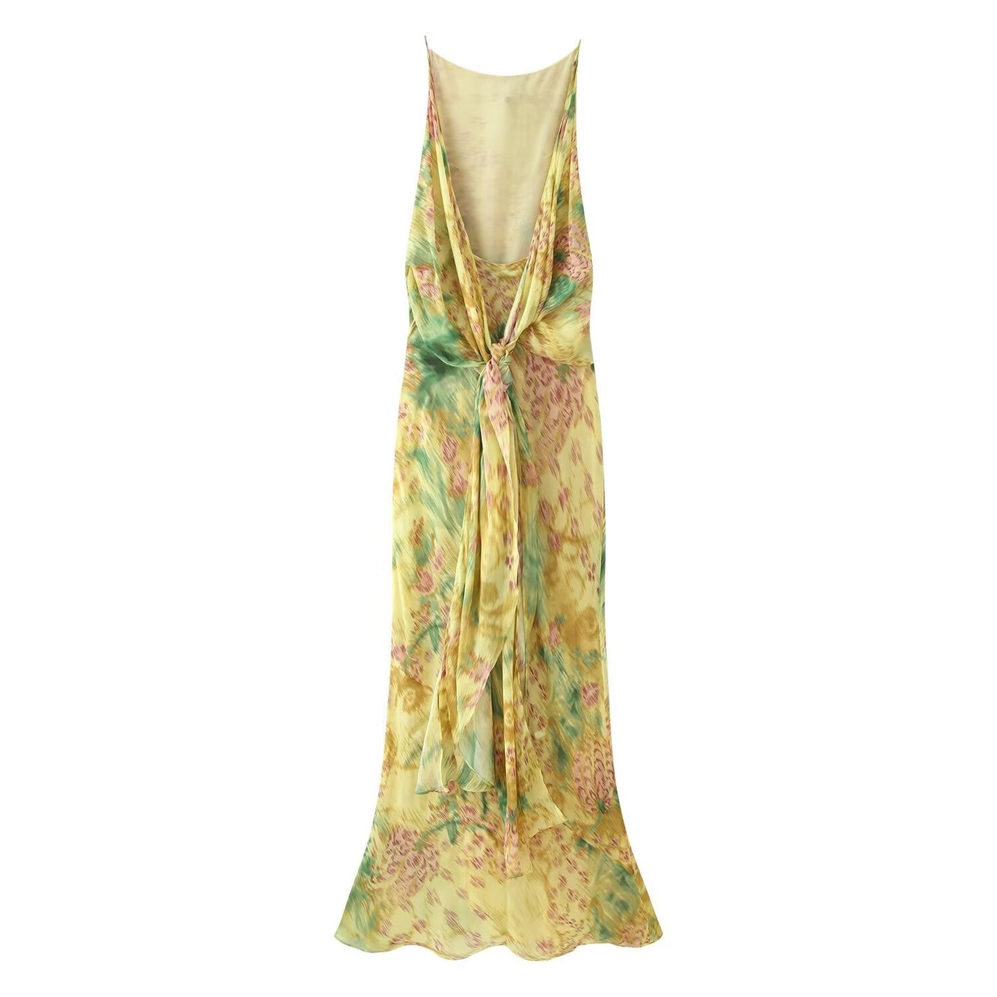 Women Clothing Summer Slim Printed Bow Dress