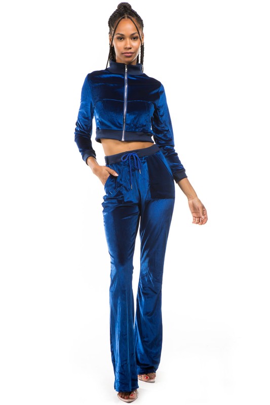 TWO PIECE VELVET PANT SET