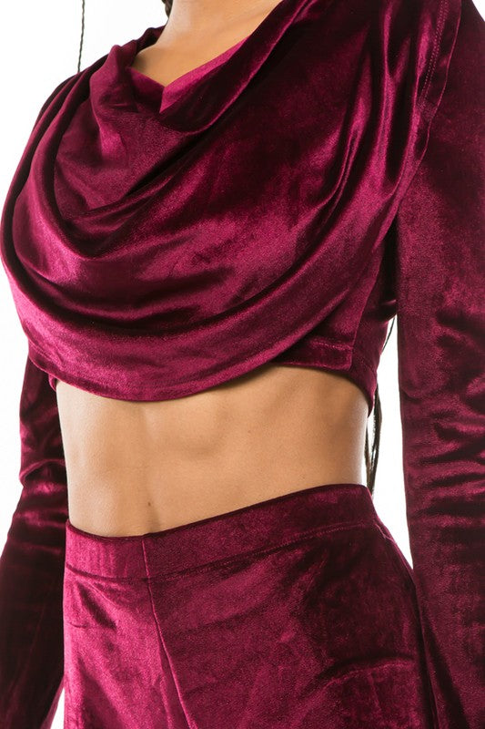 TWO PIECE VELVET PANT SET