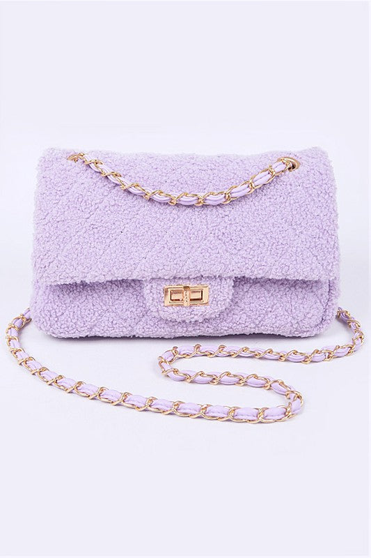 Quilted Faux Fur Shoulder Bag