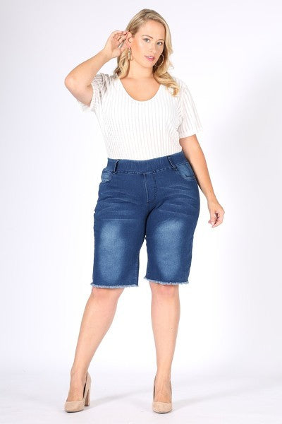 Hi-Waist Distressed Bermuda Short Jeggings