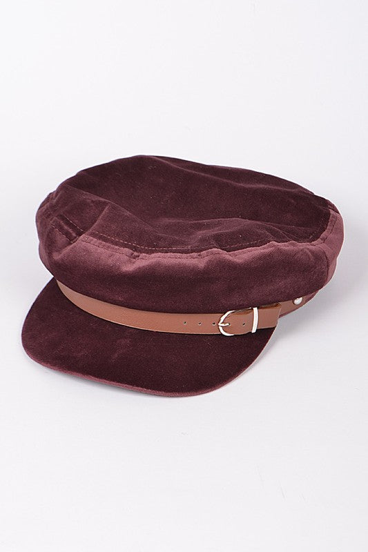 Velour Newsboy Hat