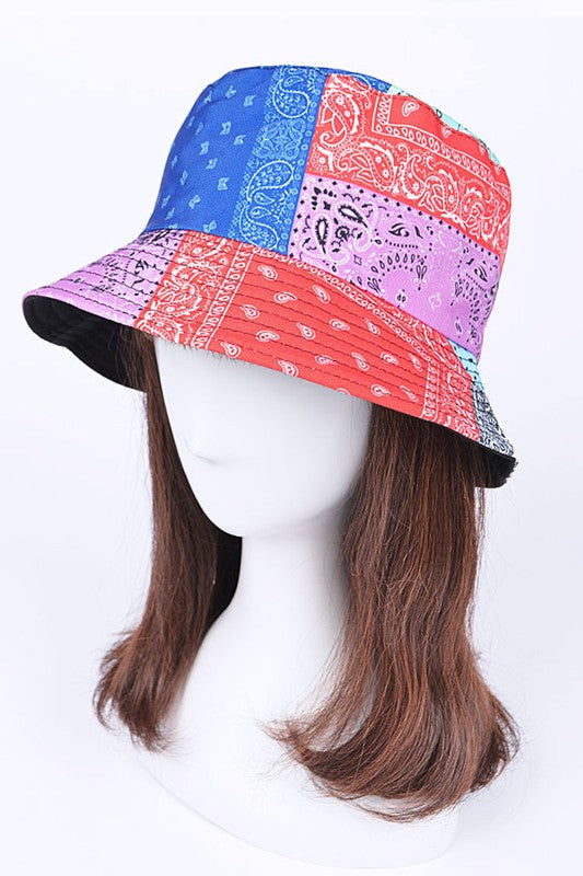 Mix Print Bandana Reversible Bucket Hat