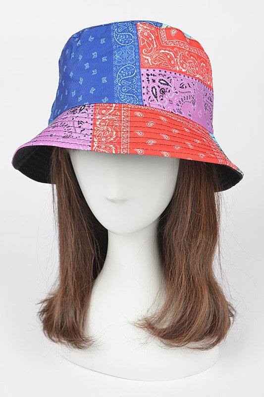 Mix Print Bandana Reversible Bucket Hat