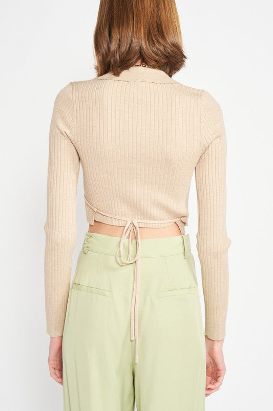 LONG SLEEVE WRAPPED CROP TOP