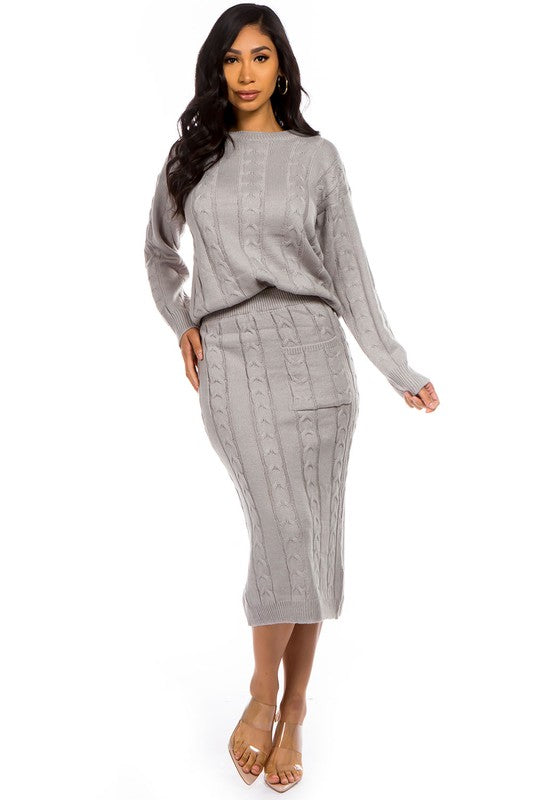 TWO PIECE SET SWEATER DRESS SUITS