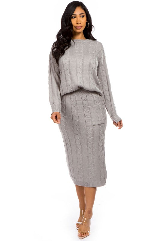 TWO PIECE SET SWEATER DRESS SUITS