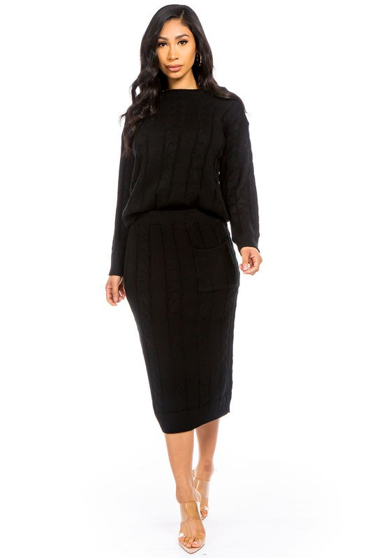 TWO PIECE SET SWEATER DRESS SUITS