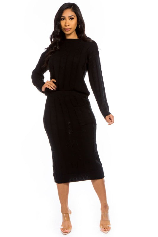 TWO PIECE SET SWEATER DRESS SUITS