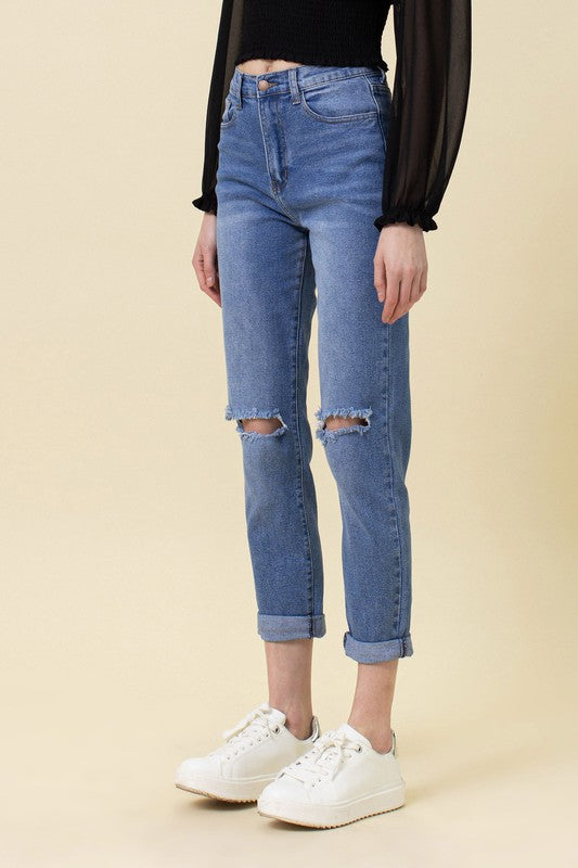 High Waisted Boyfriend Jeans