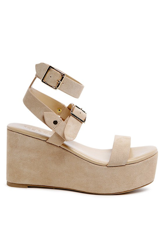 RAG&CO PORTIA LEATHER WEDGE SANDAL