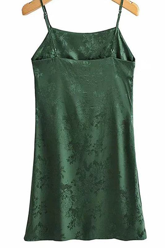 Floral satin slip dress with slit
