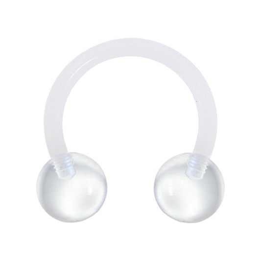 14G 3/8 Bioplast Cool Clear Horseshoe Circular Barbell