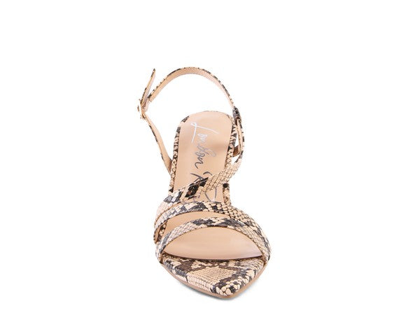 CHERRY TART Snake Print Spool Heel Sandals