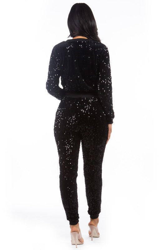 SEQUIN TWO PIECE PANT SET