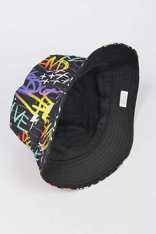 Graffiti Print Reversible Bucket Hat