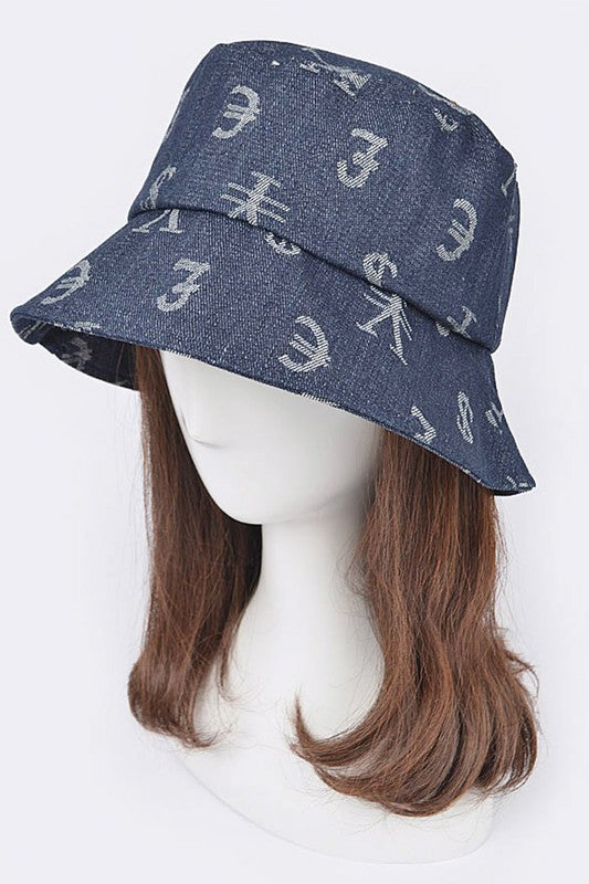 Currency Printed Denim Bucket Hat