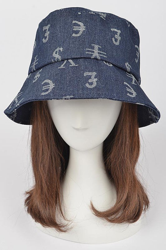 Currency Printed Denim Bucket Hat