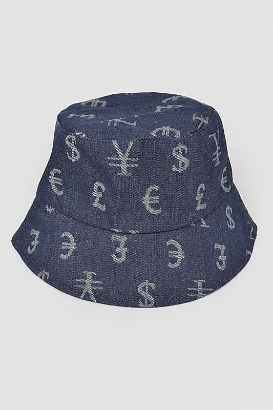 Currency Printed Denim Bucket Hat