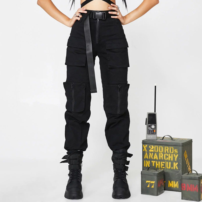 Slim Slimming High Waist Pocket Zipper Casual Ankle Banded Working Pants Women