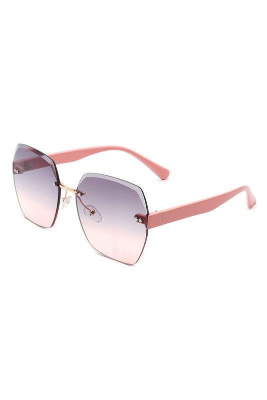 Oversize Square Geometric Rimless Sunglasses