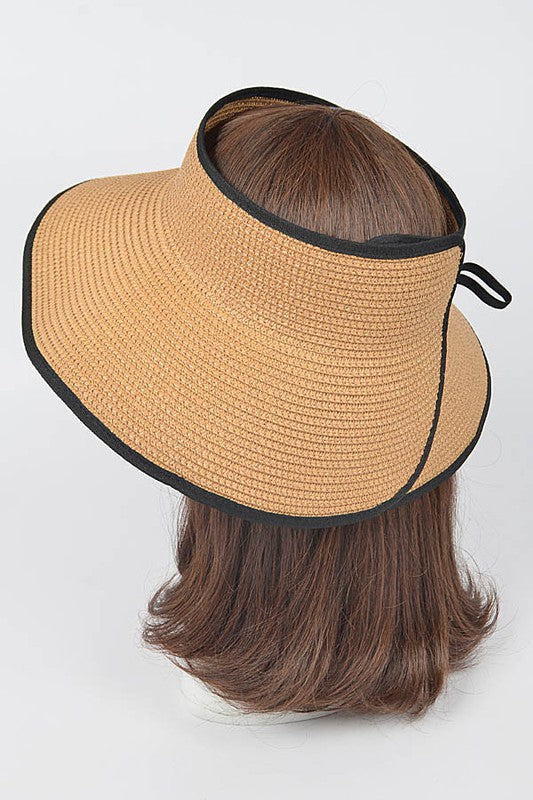 Roll Up Straw Visor Sun Hat