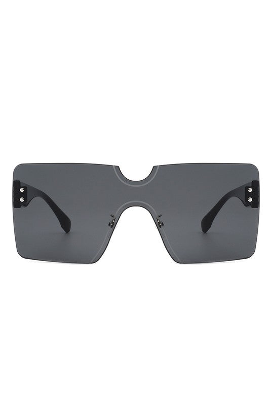 Square Rimless Oversize Flat Top Sunglasses