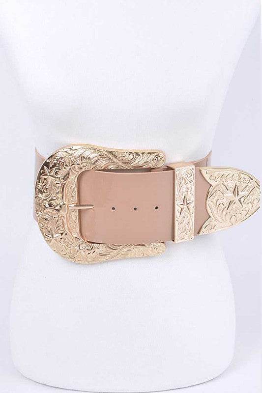Plus Size Iconic Buckle Statement Patent Belt