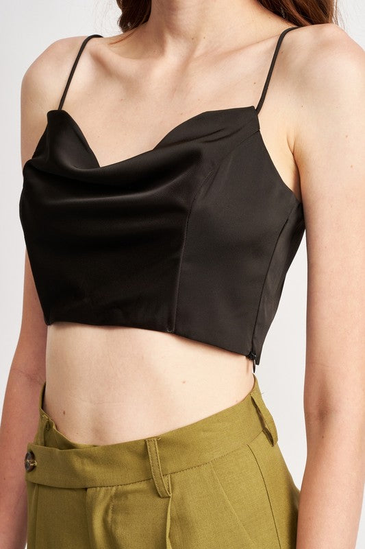 COWL NECK SATIN BUSTIER