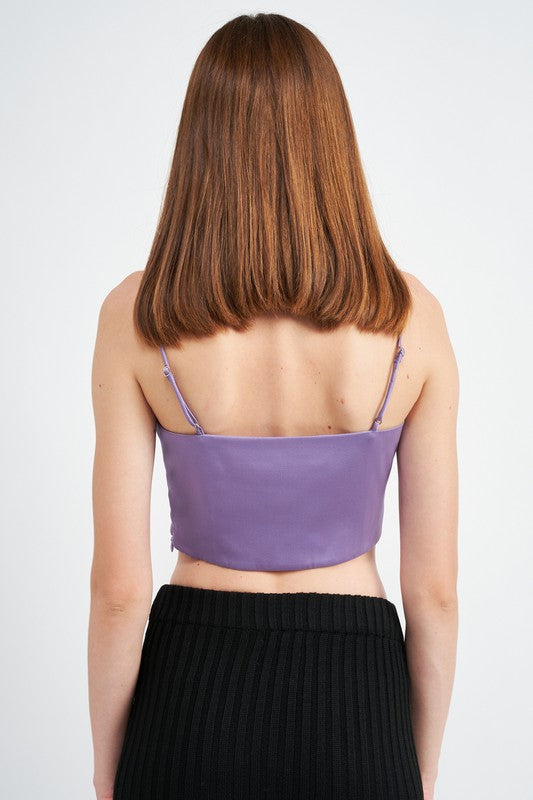 COWL NECK SATIN BUSTIER