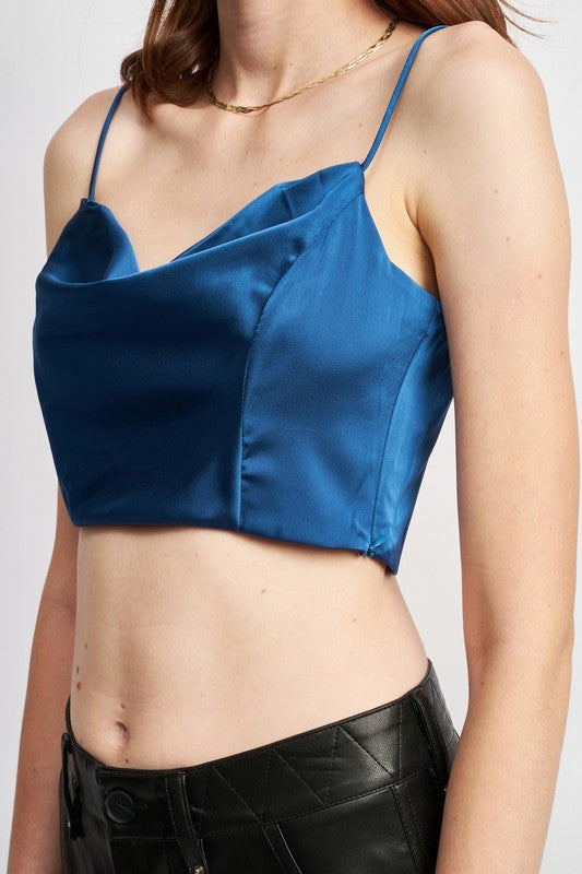 COWL NECK SATIN BUSTIER