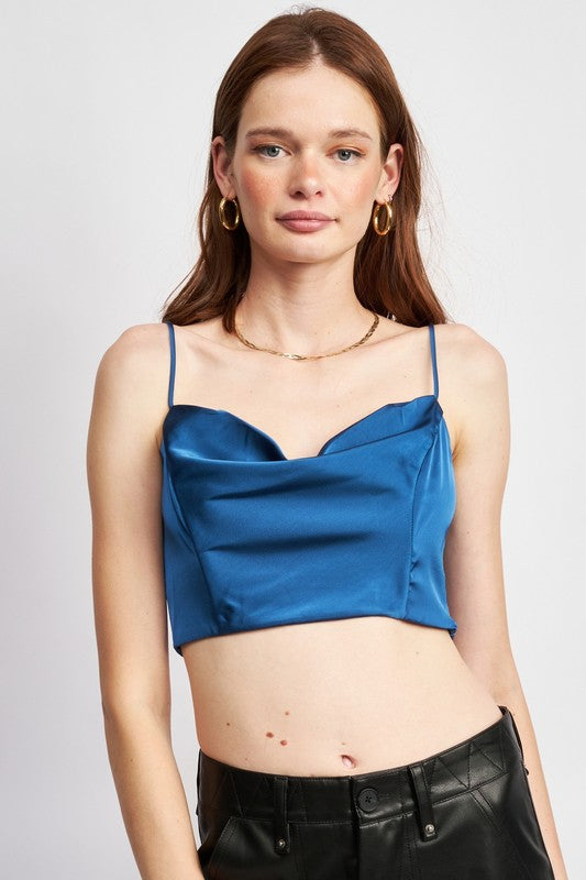 COWL NECK SATIN BUSTIER