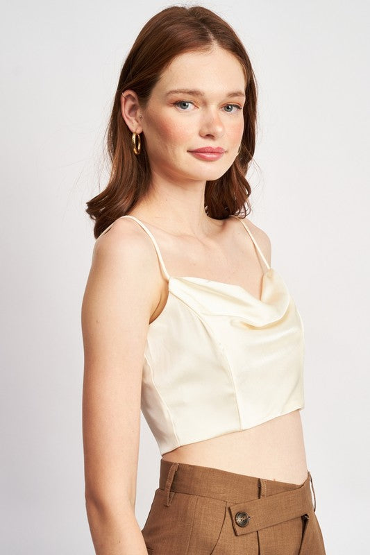 COWL NECK SATIN BUSTIER