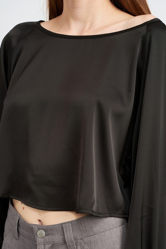 LONG SLEEVE SATIN BLOUSE