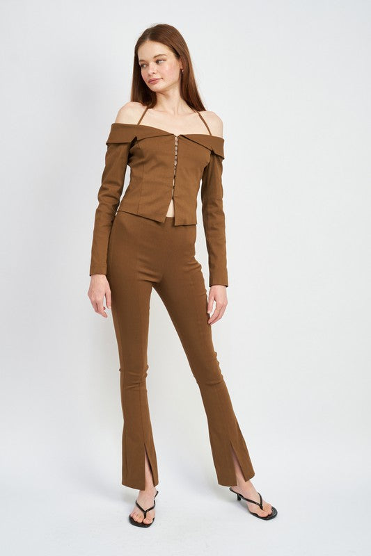 HIGH WAIST PANTS WITH FRONT SLITS