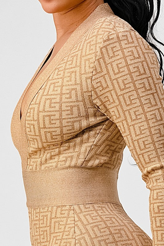 GOLD BANDAGE DRESS