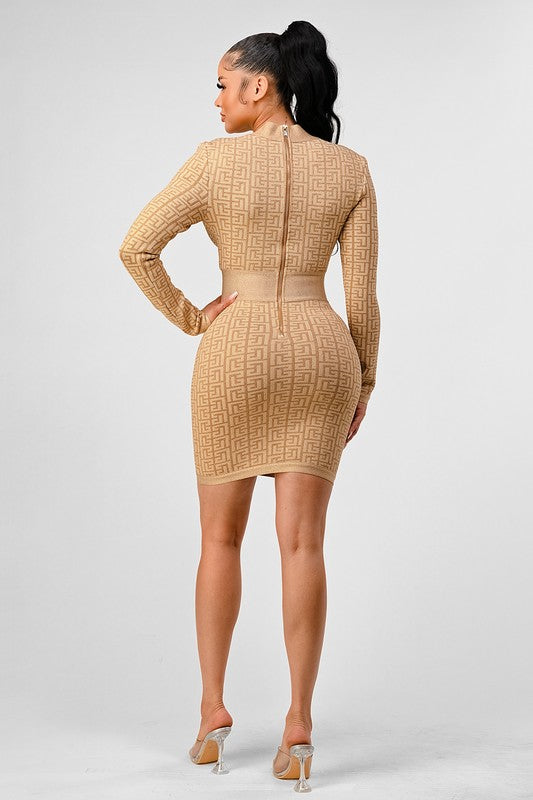 GOLD BANDAGE DRESS