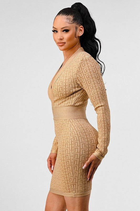 GOLD BANDAGE DRESS