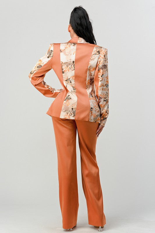 TRANSITION PRINT BLAZER AND PANT SUIT