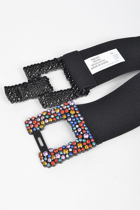 Crystal Buckle Elastic Belt