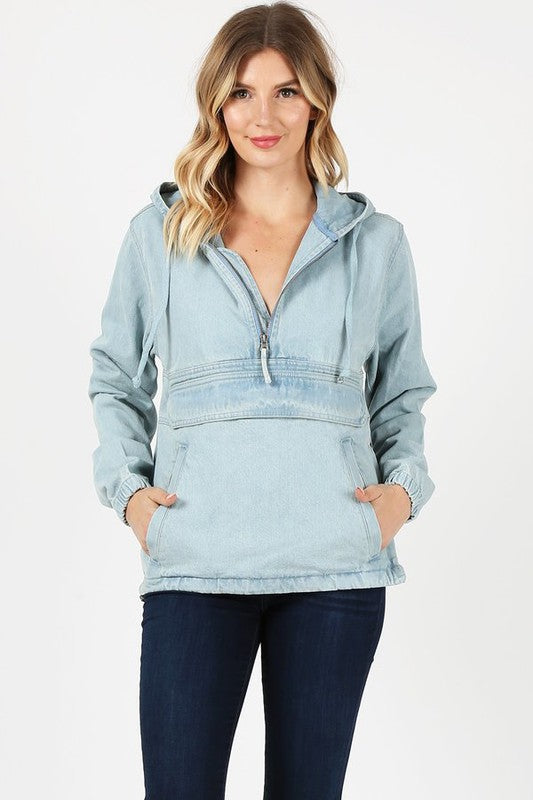 Ladies Denim Jacket with Hoodies