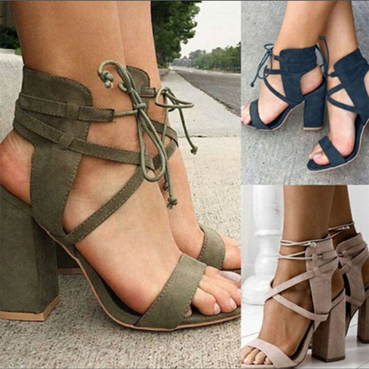 Super high heel hollow round head with sandals ankle strap buckle women's shoes